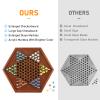 12.7 Inches Wooden Chinese Checkers Set with Storage Drawer -60 Glass Marbles in 6 Colors -12 Bonus Spare Marbles| Chinese Checkers Board Game for Kids and Adult view 4