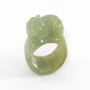 0.8"(20.5mm) Nature China Certified Grade A Jadeite Jade Fortune Pixiu Fine Carved Ring 6276 view 1