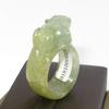 0.8"(20.5mm) Nature China Certified Grade A Jadeite Jade Fortune Pixiu Fine Carved Ring 6276 view 3