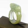 0.8"(20.5mm) Nature China Certified Grade A Jadeite Jade Fortune Pixiu Fine Carved Ring 6276 view 4