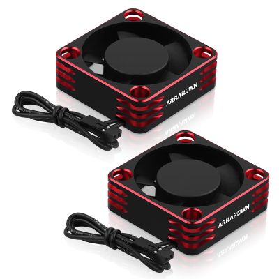 2Pack RC Car Motor Cooling Fan Heatsink 28000RPM Brushless ESC Cooling Fan for RC Car 1/8 1/10 540 550 Motor (Black+Red)