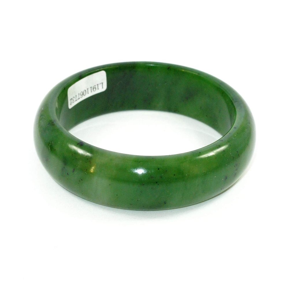 2.4" China Certified Nature Hetian Nephrite Jade Women's Green Bangle Bracelet 7732