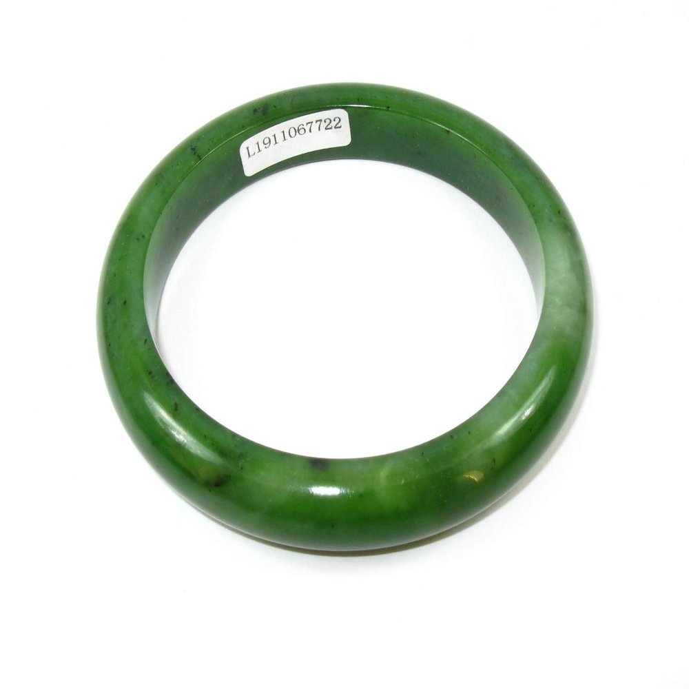2.4" China Certified Nature Hetian Nephrite Jade Women's Green Bangle Bracelet 7722