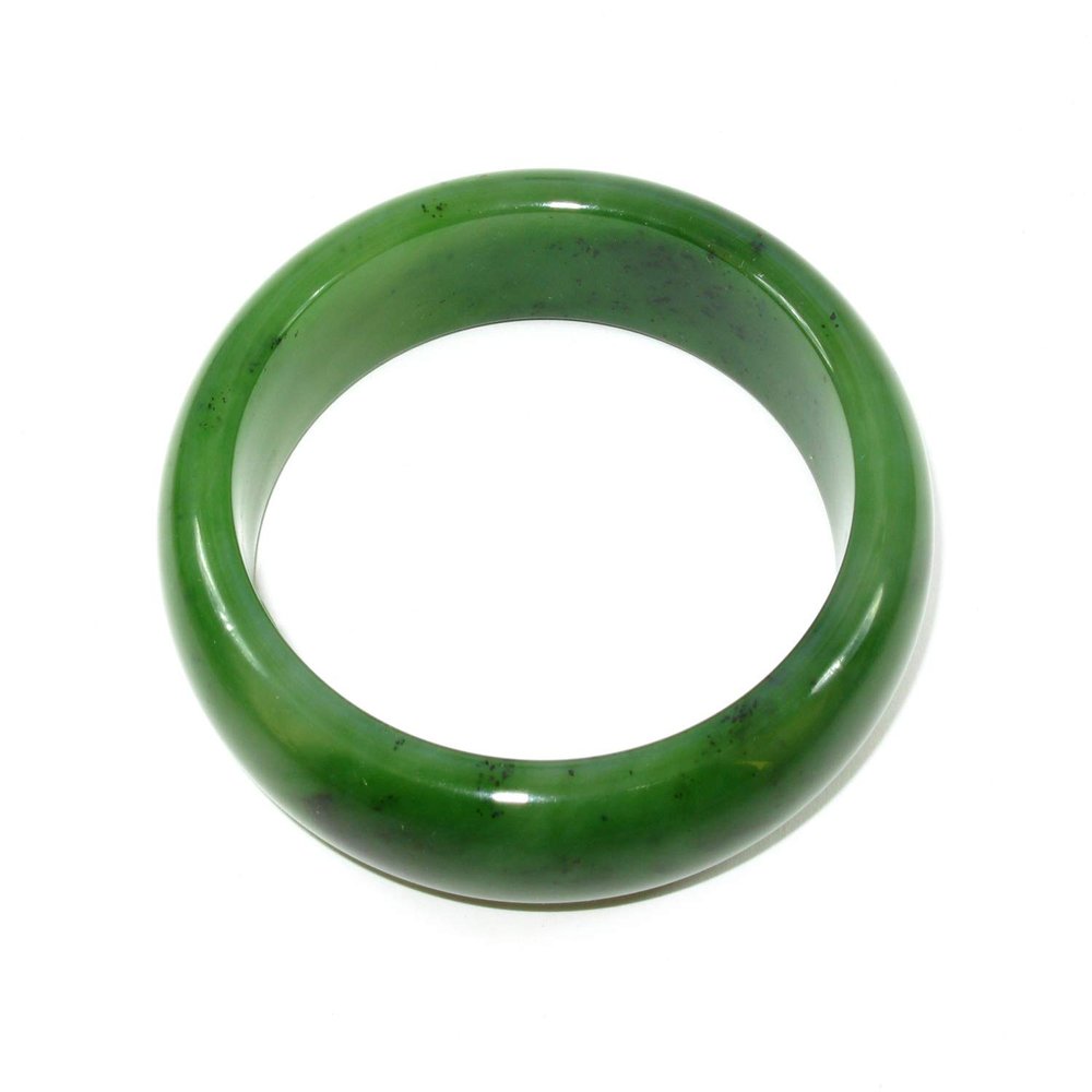 2.3" China Certified Nature Hetian Nephrite Jade Women's Green Bangle Bracelet 7713