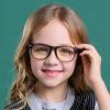 Boolavard Kids Nerd Glasses Clear Lens Geek Fake Eyeglasses for Girls Boys Eyewear Age 4-12 (White) view 3