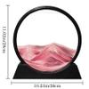 Aoderun Moving Sand Art Picture Round Glass 3D Deep Sea Sandscape in Motion Display Flowing Sand Frame Relaxing Desktop Home Office Work Decor (12", Pink) view 4