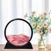 Aoderun Moving Sand Art Picture Round Glass 3D Deep Sea Sandscape in Motion Display Flowing Sand Frame Relaxing Desktop Home Office Work Decor (7", Pink) view 2