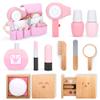 LOKUO Wooden Beauty Salon Toys 12 Pieces Pretend Playset with Makeup, Mirror, Hair Dryer, Cosmetics Case and Storage Bag, Best Gift for Girls Kids(3-Years-Old & Up) view 1
