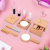 LOKUO Wooden Beauty Salon Toys 12 Pieces Pretend Playset with Makeup, Mirror, Hair Dryer, Cosmetics Case and Storage Bag, Best Gift for Girls Kids(3-Years-Old & Up) view 4