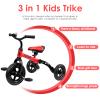 YGJT 3 in 1 Tricycle for Toddlers Age 2-5 Years Old, Folding Kids Balance Bike with Adjustable Seat and Removable Pedal, Toddler Bike Ride-on Toys for Infant, Gifts for Baby Boys Girls Birthday(Red) view 3