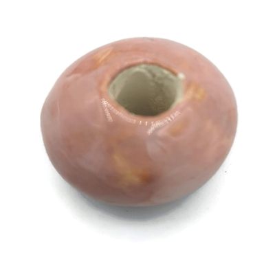 1Pc Handmade Extra Large Round Beads, 7 mm Hole, Ceramic Craft Supplies for Macrame (25 mm, Coral Pink)