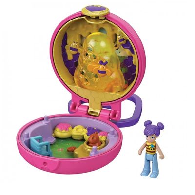 Polly Pocket Beekeeper Compact with Removable Beehive, Surprise Reveals, Photo Customization, Micro Doll with 5 Movable Joints, Great Gift for Ages 4 Years Old & Up