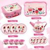 D-FantiX Kids Tea Set for Little Girls, 15Pcs Pink Tin Tea Party Set for Toddlers Afternoon Tea Time Playset with Metal Teapots Tea Cups Play Dishes Princess Toys Gifts with Carry Case view 2