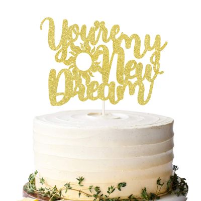 Gold Glitter You Are My New Dream Cake Topper, Tangled Disney Princess Wedding Cake Decor, Disney Theme Wedding Party Supplies