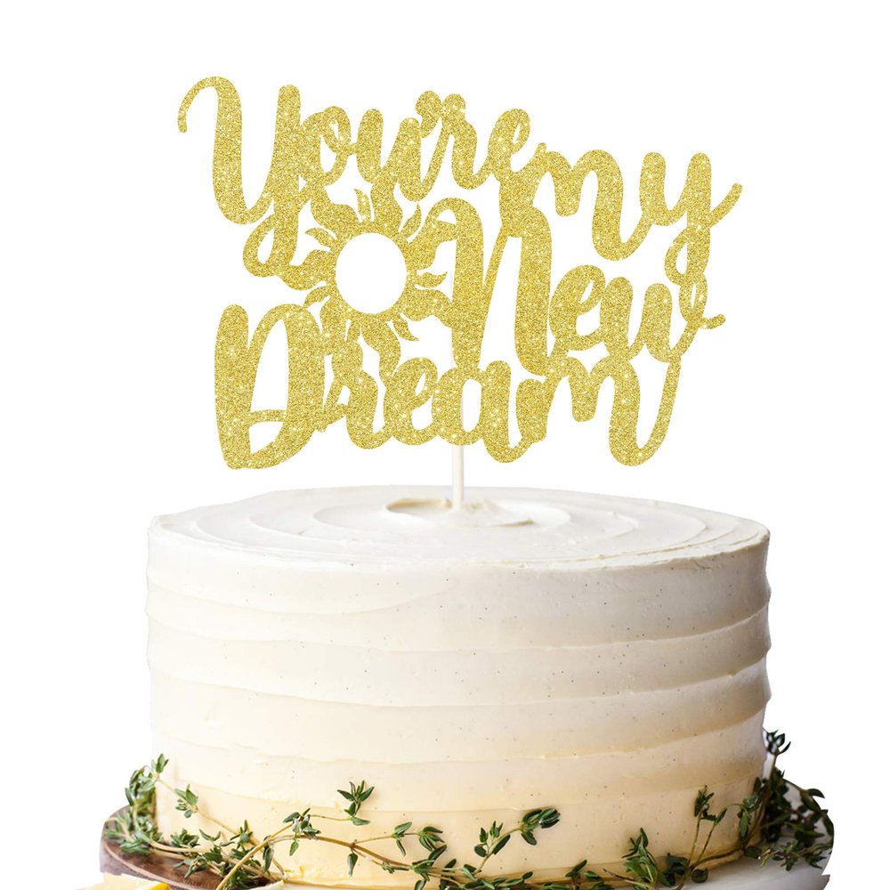 Gold Glitter You Are My New Dream Cake Topper, Tangled Disney Princess Wedding Cake Decor, Disney Theme Wedding Party Supplies