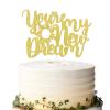 Gold Glitter You Are My New Dream Cake Topper, Tangled Disney Princess Wedding Cake Decor, Disney Theme Wedding Party Supplies view 1