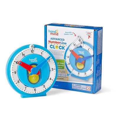 Hand2Mind Advanced NumberLine for Kids: Math Manipulatives, Analog Clock for Learning Time (1 Pack)