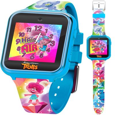 Trolls Kids Smart Watch - Interactive Touchscreen with Games, Selfie Camera, Step Tracker, Alarm, and Colorful Printed Silicone Strap - Fits Wrists 5.5" to 8.0"