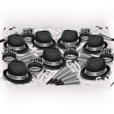 15.25" Vibrant Unique Happy New Year Silver Glow Assortments for 50