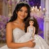 18 Quinceaera Last Doll with Umbrella Dress Stand ltima Mueca Mis Quince Aos Keepsake, Traditional Hispanic Mis 15 Doll, Ceremony & Table Centerpiece, Fully Accessorized KK18725-1 (White) view 2
