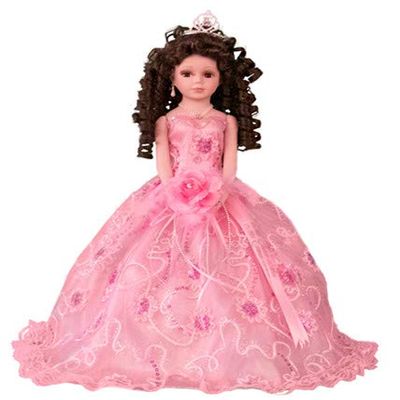 18 Quinceaera Last Doll with Umbrella Dress Stand  ltima Mueca Mis Quince Aos Keepsake, Traditional Hispanic Sweet 15 Doll, Ceremony & Table Centerpiece, Fully Accessorized KK18725-3 (Pink)