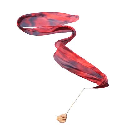 Winged Sirenny Youth Silk Ribbon Dancer Wand, Church Worship & Praise Adoration Dance Flag Banner, Juggling Play Silk Streamer with Rods (71" Lava)
