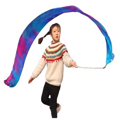 Winged Sirenny Youth Silk Ribbon Dancer Wand, Church Worship & Praise Adoration Dance Flag Banner, Juggling Play Silk Streamer with Rods (71" Mermaid)