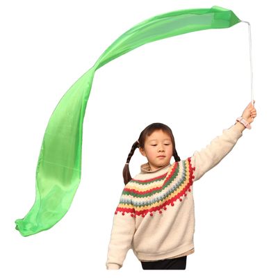 Winged Sirenny Youth Silk Ribbon Dancer Wand, Church Worship & Praise Adoration Dance Flag Banner, Juggling Play Silk Streamer with Rods (71" Green)