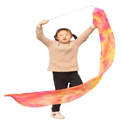 Winged Sirenny Youth Silk Ribbon Dancer Wand, Church Worship & Praise Adoration Dance Flag Banner, Juggling Play Silk Streamer with Rods (71" Sakura)