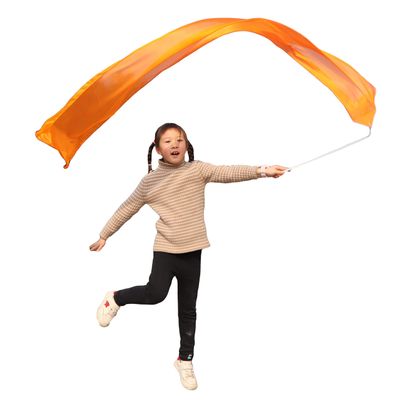 Winged Sirenny Youth Silk Ribbon Dancer Wand, Church Worship & Praise Adoration Dance Flag Banner, Juggling Play Silk Streamer with Rods (71" Orange)