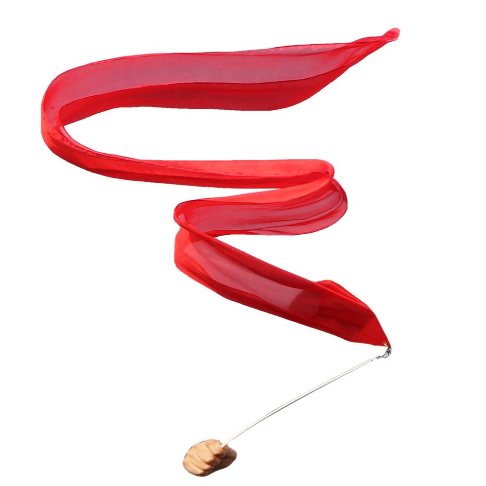 Winged Sirenny Youth Silk Ribbon Dancer Wand, Church Worship & Praise Adoration Dance Flag Banner, Juggling Play Silk Streamer with Rods (71" red)