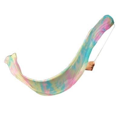 Winged Sirenny Youth Silk Ribbon Dancer Wand, Church Worship & Praise Adoration Dance Flag Banner, Juggling Play Silk Streamer with Rods (71" Moonlight Stone)