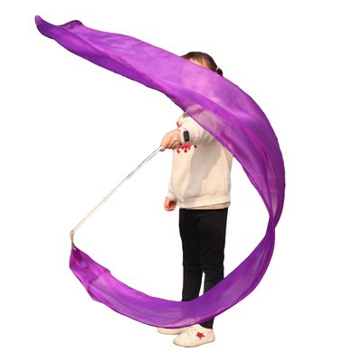Winged Sirenny Youth Silk Ribbon Dancer Wand, Church Worship & Praise Adoration Dance Flag Banner, Juggling Play Silk Streamer with Rods (71" Purple)