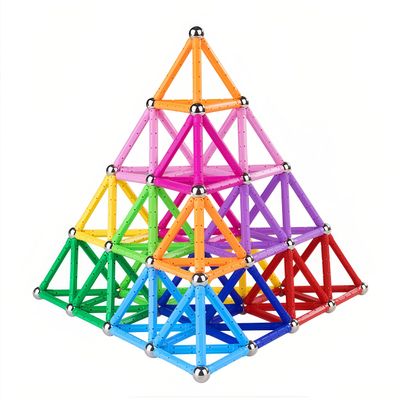 Beicarin 204 Pcs Magnetic Building Sticks Blocks Toys, 2.3" Length Magnet Educational Stacking Toys Set for Kids and Adult, STEM Building Toy 3D Non-Magnetic Balls with Storage Bag