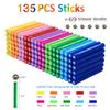 Beicarin 204 Pcs Magnetic Building Sticks Blocks Toys, 2.3" Length Magnet Educational Stacking Toys Set for Kids and Adult, STEM Building Toy 3D Non-Magnetic Balls with Storage Bag view 2