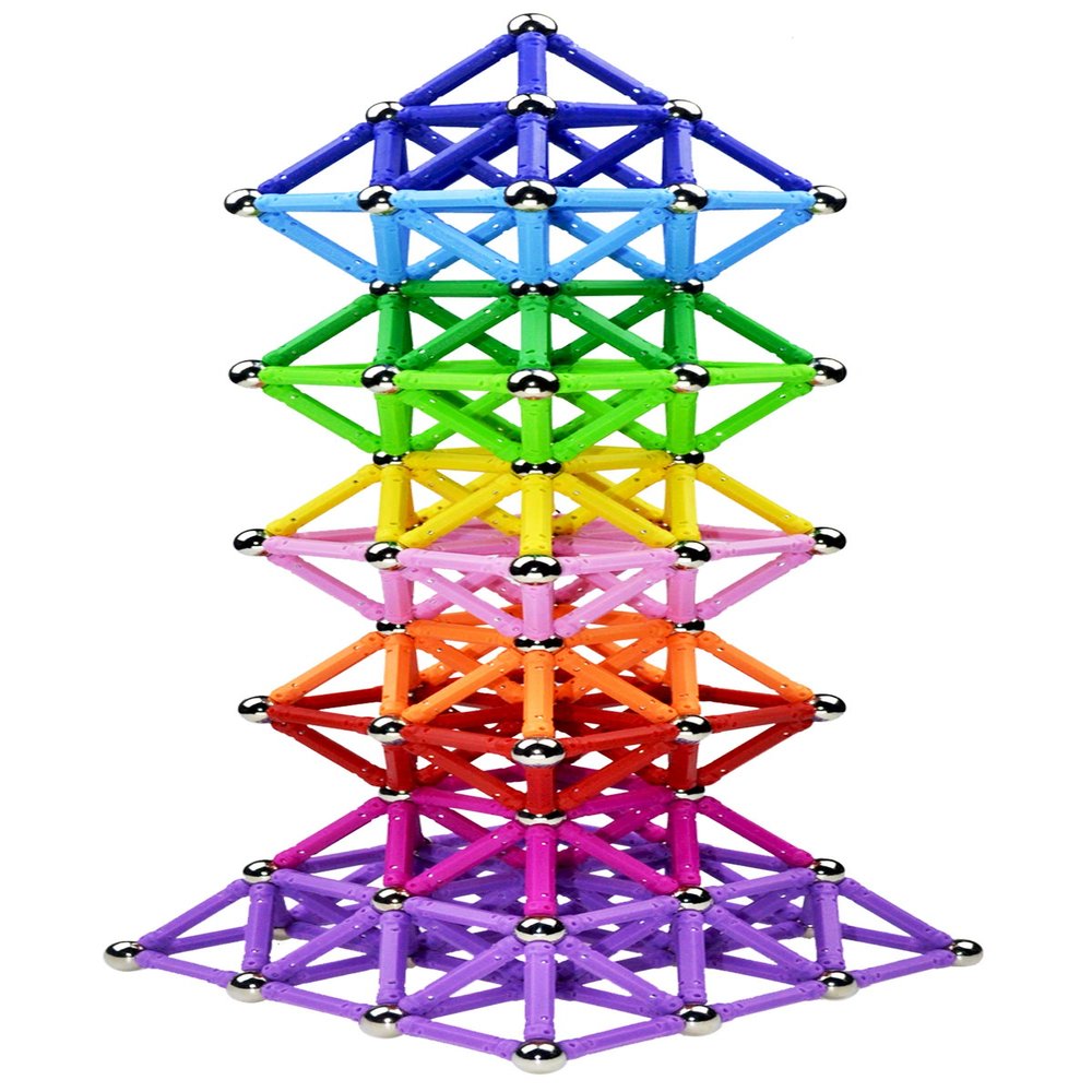 150Pcs Magnetic Building Sticks Blocks Toys, 2.3" Length Magnet Educational Toys Set for Kids and Adult, STEM Building Toy 3D Non-Magnetic Balls with Storage Bag