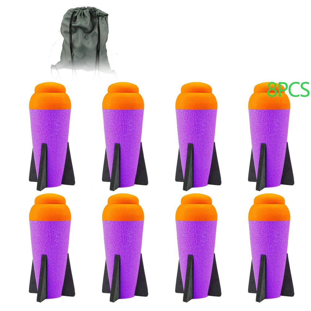 Aevdor Mega Missile Refill for Nerf N-Strike Elite Series, 8 Packs, Foam Rockets Bullets for Nerf Blaster Gun (Purple)