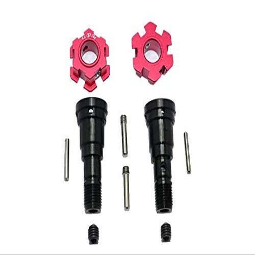 Harden Steel #45 Front Or Rear CVD Joint + Aluminum Wheel Hub Hex For Traxxas X Maxx 8S - 10Pc Set Red