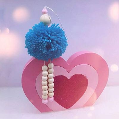 Lingland Children Tent Hair Ball Angel Wooden Beads Villain Pendant Decoration Toys(White) Interior Decoration (Color : Blue)