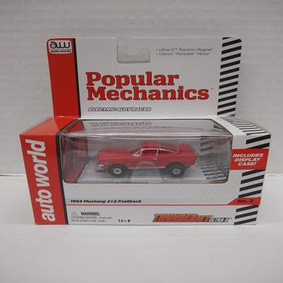 Auto World SC269 Popular Mechanics 1965 Mustang 2+2 Fastback (Red) HO Scale Electric Slot Car