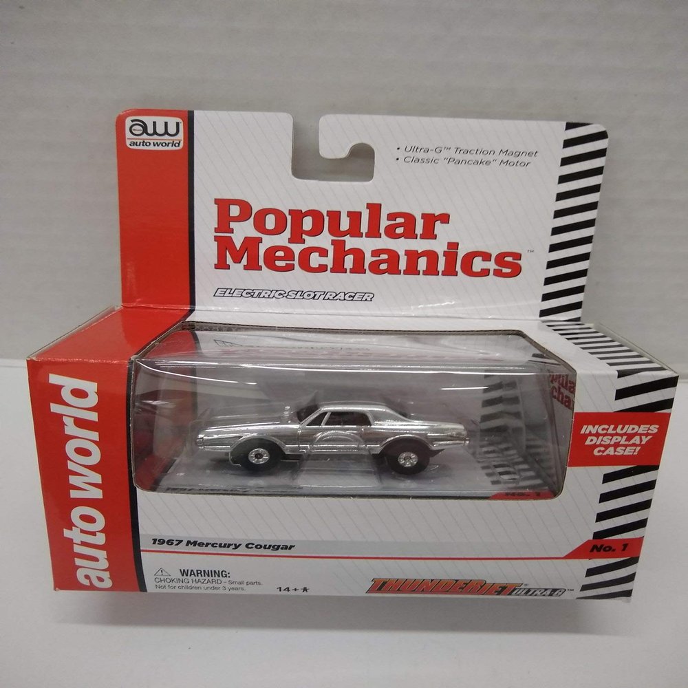 Auto World SC269 Popular Mechanics 1967 Cougar (Chrome) HO Scale Electric Slot Car