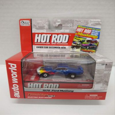 Auto World SC254 Hot Rod Magazine 1970 Mustang HO Scale Electric Slot Car - Blue