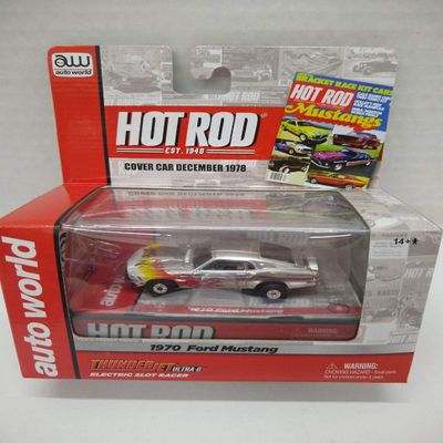 Auto World SC254 Hot Rod Magazine 1970 Mustang HO Scale Electric Slot Car - Chrome