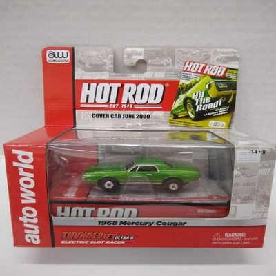 Auto World SC254 Hot Rod Magazine 1968 Cougar HO Scale Electric Slot Car - Green