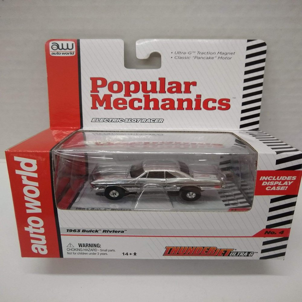 Auto World SC269 Popular Mechanics 1963 Riviera (Chrome) HO Scale Electric Slot Car