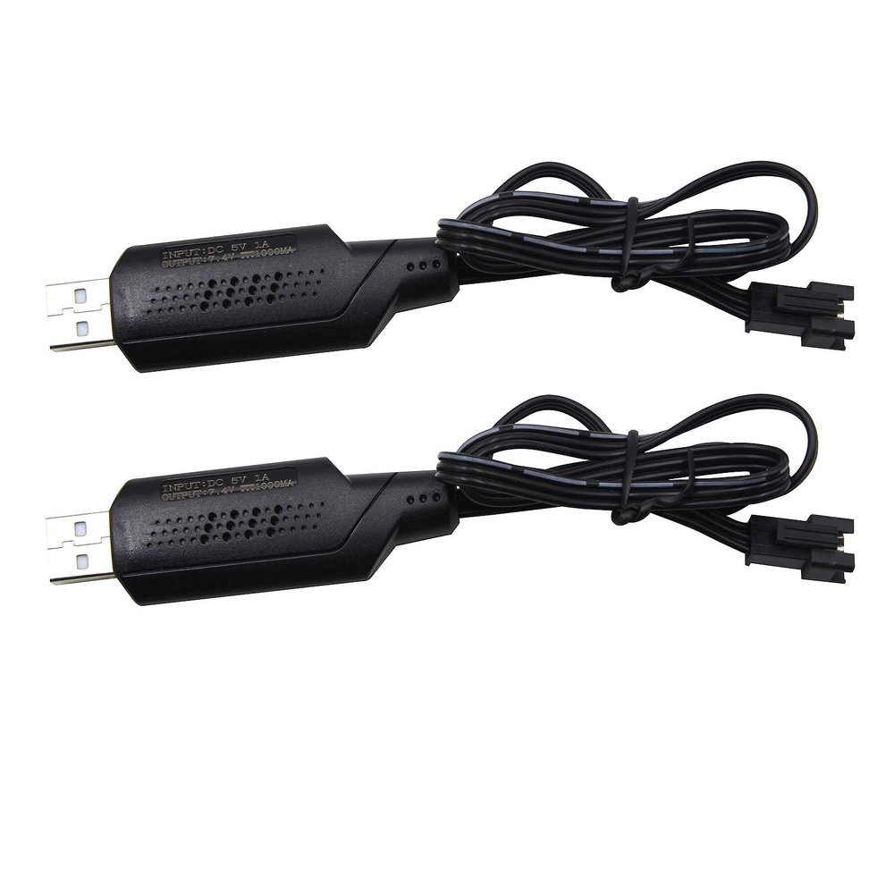 Blomiky 2 Pack 7.4V SM-3P Plug Charger Cable for 7.4V 2S 600mAh 900mAh 1200mAh 1300mAh 1500mAh Li-ion Battery/SM-3P USB 2