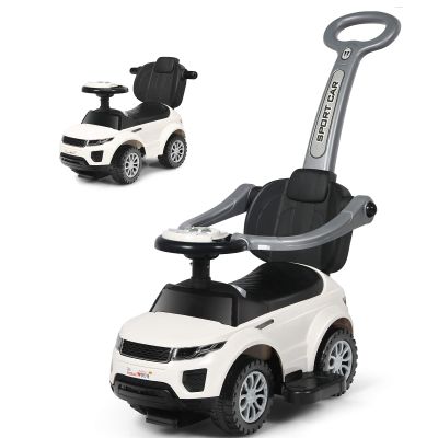 Costzon 3 in 1 Ride on Push Car, Stroller Sliding Walking Car with Horn, Music, Light, Under Seat Storage, Parental Handle, Armrest Guardrails, Ride on Toy for Boys & Girls (White)