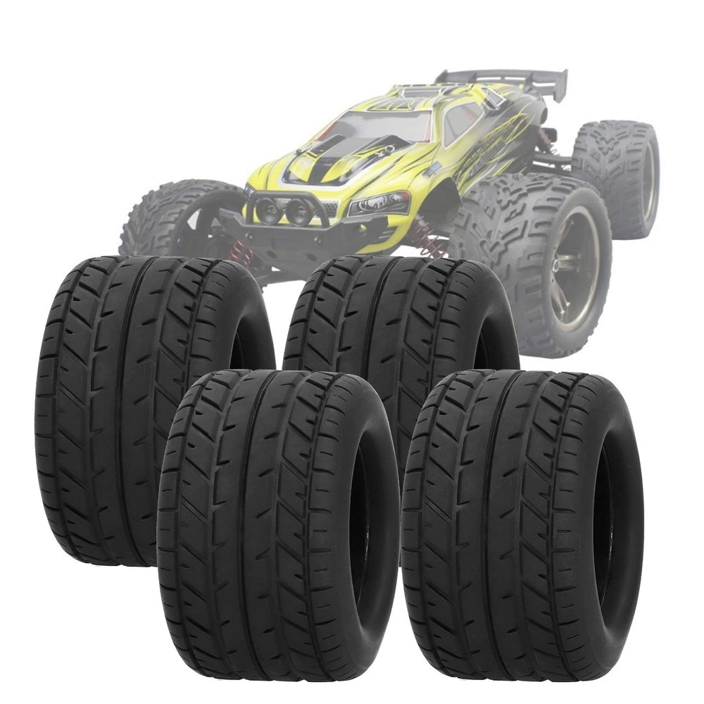 4pcs 115mm Wheel Rim Tires, Rubber Plastic Black Truck Tires, RC Car Tires, Wheels Replacement for ZD Racing 1/10 RC Car Model