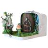 Fairy room in the suitcase. Miniature dollhouse forest diorama 1:12 scale. Tiny magical view 1