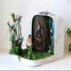 Fairy room in the suitcase. Miniature dollhouse forest diorama 1:12 scale. Tiny magical view 2